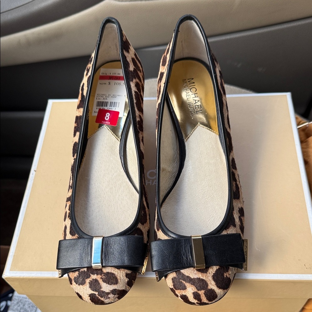 Michael Kors Kiera Mid Pump Leopard Haircalf Pumps - Picture 2 of 15